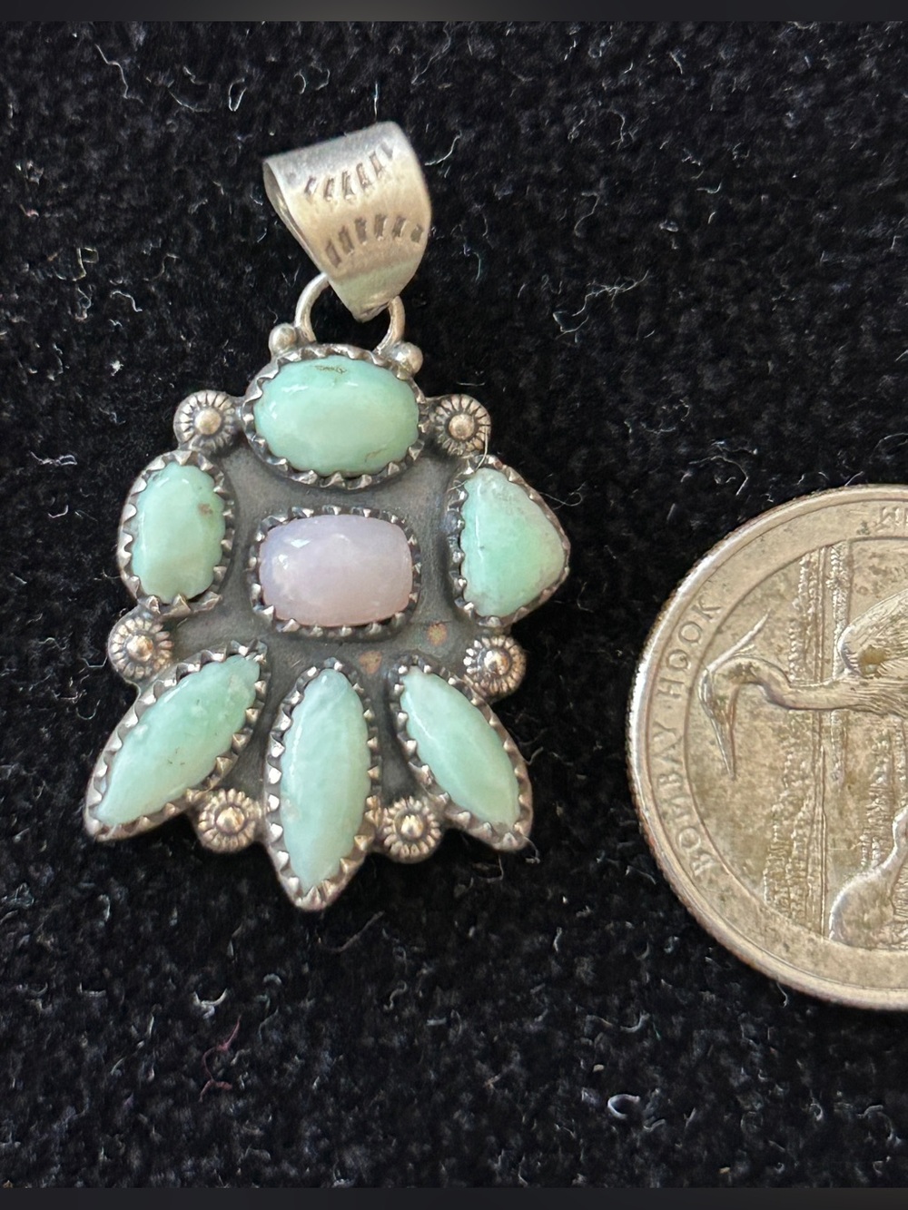 Paloma turquoise and Pink Conch sterling silver pendant. NWOT